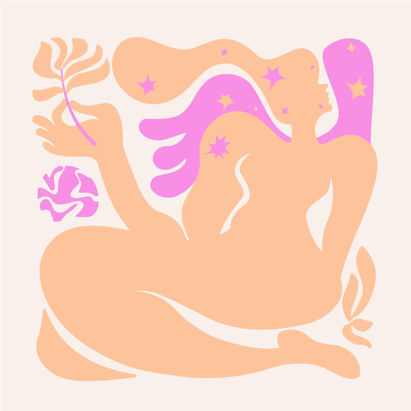 Virgo zodiac-themed minimalist painting of a celestial woman