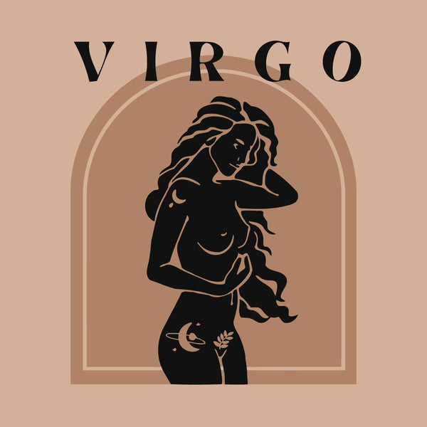 Virgo zodiac-themed minimalist painting of a celestial feminine figure